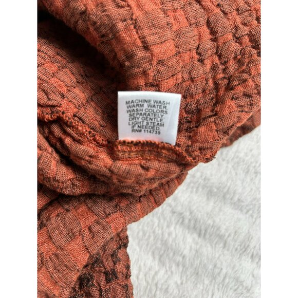 Flax Women's Textured Knit Scoop Neck Long Sleeve Casual Blouse Brown Large - Picture 5 of 9